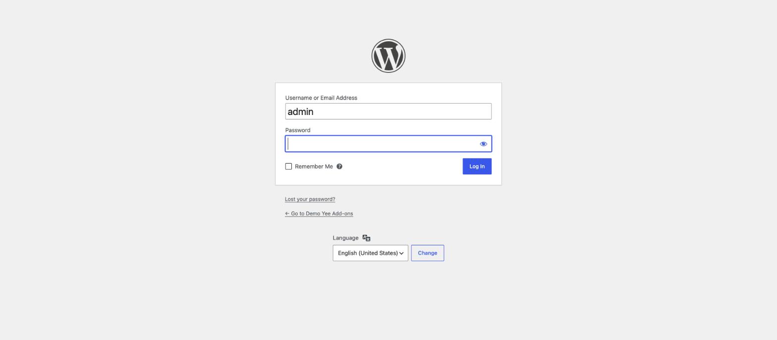 The standard WordPress login form shown when adding another account