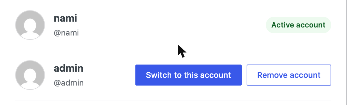 Remove account button on the account manager
