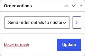 The Order actions box with Send order details to customer selected